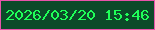文字の大きさ：5、枠の色：e953aa、背景の色：0c4a29、文字の色：1fff58 無料ブログパーツのブログ時計