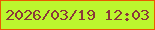 文字の大きさ：5、枠の色：e95d00、背景の色：bcf72e、文字の色：8a393a 無料ブログパーツのブログ時計