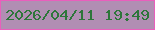 文字の大きさ：3、枠の色：e95fbc、背景の色：b18eb3、文字の色：2d763a 無料ブログパーツのブログ時計