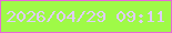文字の大きさ：5、枠の色：e968d9、背景の色：9ffa47、文字の色：e0ccfd 無料ブログパーツのブログ時計