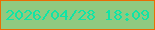 文字の大きさ：4、枠の色：e96d04、背景の色：90ca80、文字の色：0fe5a6 無料ブログパーツのブログ時計
