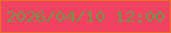 文字の大きさ：2、枠の色：e96e2c、背景の色：f24261、文字の色：759346 無料ブログパーツのブログ時計