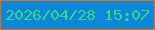 文字の大きさ：3、枠の色：e97006、背景の色：0f87d9、文字の色：39d58a 無料ブログパーツのブログ時計