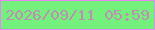 文字の大きさ：2、枠の色：e987f3、背景の色：74f07d、文字の色：be8fb3 無料ブログパーツのブログ時計