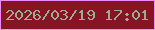 文字の大きさ：4、枠の色：e98ef6、背景の色：851424、文字の色：9bac90 無料ブログパーツのブログ時計