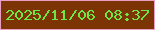 文字の大きさ：5、枠の色：e99fc4、背景の色：7d3405、文字の色：6ee745 無料ブログパーツのブログ時計