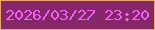 文字の大きさ：2、枠の色：e9ab57、背景の色：87276b、文字の色：f560f7 無料ブログパーツのブログ時計