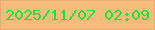 文字の大きさ：3、枠の色：e9ab71、背景の色：f6bc7b、文字の色：14e536 無料ブログパーツのブログ時計