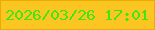文字の大きさ：5、枠の色：e9ac05、背景の色：fcc622、文字の色：3ee712 無料ブログパーツのブログ時計