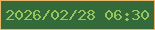 文字の大きさ：2、枠の色：e9b569、背景の色：34693a、文字の色：96c55b 無料ブログパーツのブログ時計