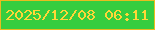 文字の大きさ：5、枠の色：e9bc1f、背景の色：36cd3f、文字の色：ffd737 無料ブログパーツのブログ時計