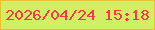 文字の大きさ：4、枠の色：e9c132、背景の色：d3ed65、文字の色：f73a48 無料ブログパーツのブログ時計