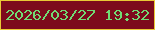 文字の大きさ：4、枠の色：e9c836、背景の色：7d0a1c、文字の色：71db74 無料ブログパーツのブログ時計