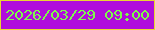 文字の大きさ：2、枠の色：e9d632、背景の色：b00ddc、文字の色：7df94b 無料ブログパーツのブログ時計