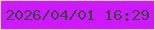 文字の大きさ：1、枠の色：e9d78c、背景の色：ce18fe、文字の色：424043 無料ブログパーツのブログ時計
