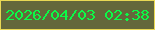 文字の大きさ：3、枠の色：e9d954、背景の色：64683b、文字の色：0bfb47 無料ブログパーツのブログ時計