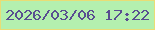 文字の大きさ：3、枠の色：e9dd75、背景の色：b4f0af、文字の色：594e90 無料ブログパーツのブログ時計