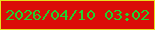 文字の大きさ：3、枠の色：e9de20、背景の色：db0d08、文字の色：22d12e 無料ブログパーツのブログ時計