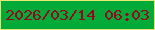文字の大きさ：1、枠の色：e9e473、背景の色：02aa38、文字の色：970622 無料ブログパーツのブログ時計