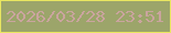 文字の大きさ：1、枠の色：e9e660、背景の色：9ca56a、文字の色：caa49e 無料ブログパーツのブログ時計