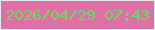 文字の大きさ：5、枠の色：e9e9ea、背景の色：df6fa7、文字の色：6edc56 無料ブログパーツのブログ時計