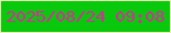 文字の大きさ：5、枠の色：e9efb4、背景の色：09c90d、文字の色：d92b9c 無料ブログパーツのブログ時計