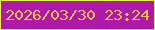 文字の大きさ：2、枠の色：e9f048、背景の色：af18a9、文字の色：f9c34a 無料ブログパーツのブログ時計