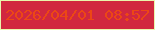 文字の大きさ：3、枠の色：e9f6ac、背景の色：d1283f、文字の色：ec4715 無料ブログパーツのブログ時計