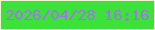 文字の大きさ：3、枠の色：e9f7cc、背景の色：3ce139、文字の色：9e77e7 無料ブログパーツのブログ時計