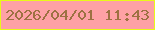 文字の大きさ：1、枠の色：e9f919、背景の色：fea1a5、文字の色：9d7142 無料ブログパーツのブログ時計