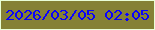文字の大きさ：3、枠の色：e9fed9、背景の色：858136、文字の色：0902fd 無料ブログパーツのブログ時計