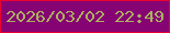 文字の大きさ：2、枠の色：ea0130、背景の色：860374、文字の色：acb05f 無料ブログパーツのブログ時計