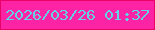 文字の大きさ：4、枠の色：ea0267、背景の色：fd23a5、文字の色：65d2e1 無料ブログパーツのブログ時計