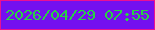 文字の大きさ：1、枠の色：ea1093、背景の色：7410ef、文字の色：29d145 無料ブログパーツのブログ時計