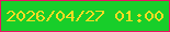 文字の大きさ：3、枠の色：ea1263、背景の色：18ce2a、文字の色：fadc23 無料ブログパーツのブログ時計