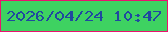 文字の大きさ：5、枠の色：ea126f、背景の色：3ed261、文字の色：20499f 無料ブログパーツのブログ時計