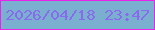 文字の大きさ：3、枠の色：ea23eb、背景の色：7bafcf、文字の色：886aec 無料ブログパーツのブログ時計