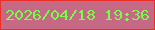 文字の大きさ：4、枠の色：ea3026、背景の色：c56985、文字の色：76fe4c 無料ブログパーツのブログ時計