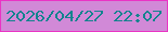 文字の大きさ：1、枠の色：ea34c4、背景の色：d189d7、文字の色：12838e 無料ブログパーツのブログ時計