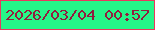 文字の大きさ：4、枠の色：ea385e、背景の色：25f688、文字の色：921d3e 無料ブログパーツのブログ時計