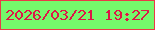 文字の大きさ：4、枠の色：ea3947、背景の色：75f86b、文字の色：de1647 無料ブログパーツのブログ時計