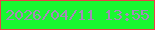 文字の大きさ：2、枠の色：ea4046、背景の色：19f830、文字の色：a589b8 無料ブログパーツのブログ時計