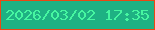 文字の大きさ：3、枠の色：ea4713、背景の色：1eb183、文字の色：46f6a1 無料ブログパーツのブログ時計