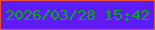文字の大きさ：2、枠の色：ea5039、背景の色：5e1bf5、文字の色：01af10 無料ブログパーツのブログ時計