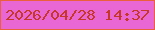 文字の大きさ：5、枠の色：ea603c、背景の色：e867d5、文字の色：c63727 無料ブログパーツのブログ時計