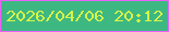 文字の大きさ：5、枠の色：ea61f9、背景の色：3db882、文字の色：d7f348 無料ブログパーツのブログ時計