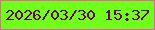 文字の大きさ：5、枠の色：ea63a0、背景の色：6ffe1a、文字の色：6c0266 無料ブログパーツのブログ時計