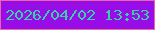 文字の大きさ：1、枠の色：ea65a5、背景の色：980ce7、文字の色：35d2a7 無料ブログパーツのブログ時計