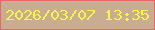 文字の大きさ：1、枠の色：ea6669、背景の色：caad91、文字の色：f4f64b 無料ブログパーツのブログ時計
