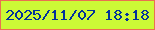 文字の大きさ：5、枠の色：ea7150、背景の色：ccfa36、文字の色：02329b 無料ブログパーツのブログ時計